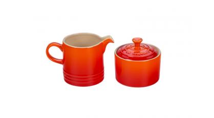 LE CREUSET SUIKER EN MELKPOT ORANJE