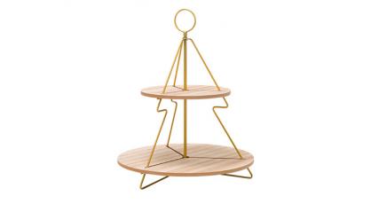 COSY@HOME ETAGERE CIRCLE GOUD/HOUT 46CM