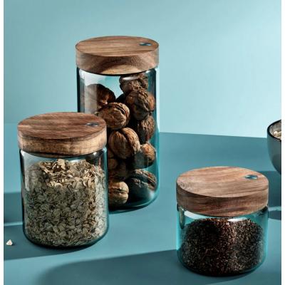 ADHOC VOORRAADPOT 0.8L GLAS-ACACIA GRIJS